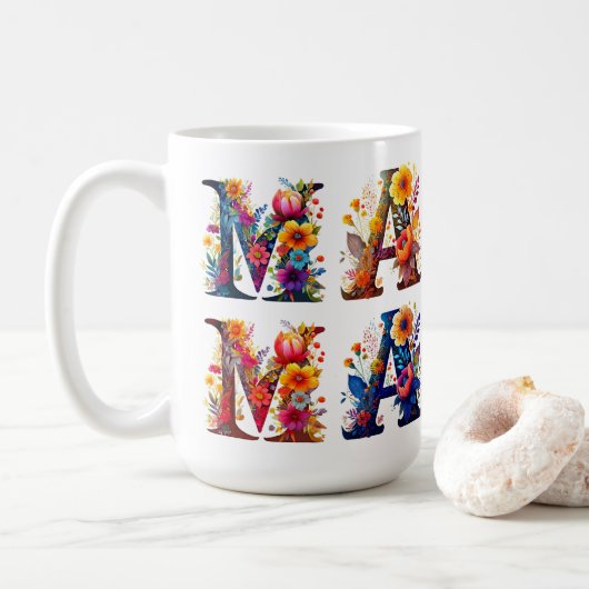 Floral MAMA gepersonaliseerd Koffiemok (Met donut)