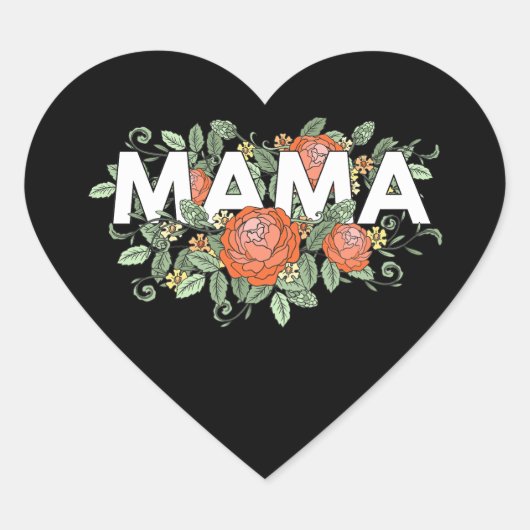 Floral Mama Hart Sticker (Voorkant)