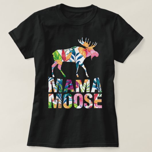 Floral Mama Moose Animal Lover Design T-shirt (Design voorkant)
