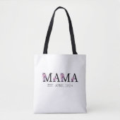 Floral Mama Nieuwe Moeder Tekst Canvas tas (Voorkant)