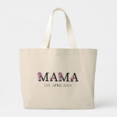 Floral Mama Nieuwe Moeder Tekst Grote Tote Bag (Achterkant)