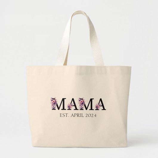 Floral Mama Nieuwe Moeder Tekst Grote Tote Bag (Voorkant)