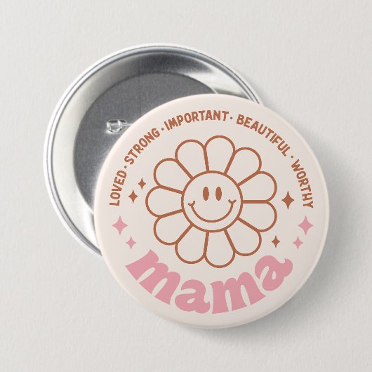Floral Mama Ronde Button 7,6 Cm (Voorkant /achterkant)