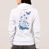 Floral Mama Script met Blauwe Vlinder Hoodie (Achterkant)
