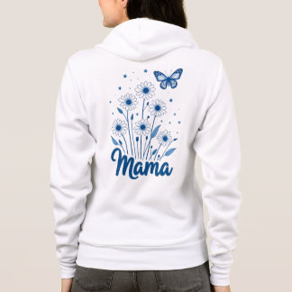 Floral Mama Script met Blauwe Vlinder Hoodie