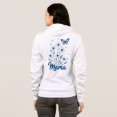 Floral Mama Script met Blauwe Vlinder Hoodie (Achterkant volledig)