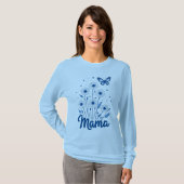 Floral Mama Script met Blauwe Vlinder T-shirt (Voorkant volledig)