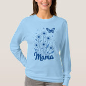 Floral Mama Script met Blauwe Vlinder T-shirt (Voorkant)