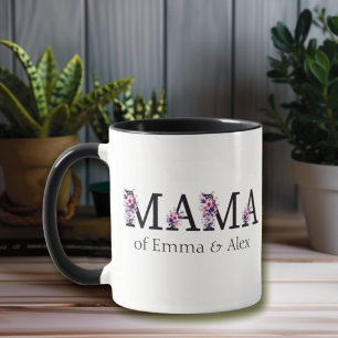 Floral Mama Tekst Gepersonaliseerde Kinder namen Mok