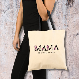 Floral Mama Tekst Gepersonaliseerde Kinder namen Tote Bag