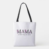 Floral Mama Tekst Gepersonaliseerde Kinder namen Tote Bag (Achterkant)
