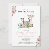 Floral mammie en Baby Deer Baby shower Invitation Kaart (Voorkant)