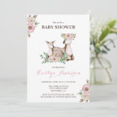 Floral mammie en Baby Deer Baby shower Invitation Kaart (Staand voorkant)