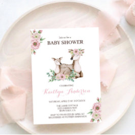 Floral mammie en Baby Deer Baby shower Invitation Kaart