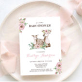 Floral mammie en Baby Deer Baby shower Invitation Kaart