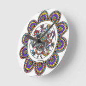 Floral mandal in Madhubani-stijl Ronde Klok (Hoek)