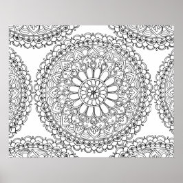 Floral Mandala Adult Coloring Poster