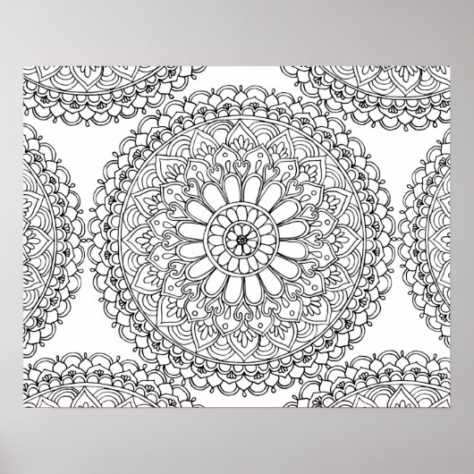Floral Mandala Adult Coloring Poster (Voorkant)