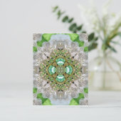 Floral mandala bling emerald groene neushoorn briefkaart (Staand voorkant)