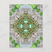Floral mandala bling emerald groene neushoorn briefkaart (Voorkant)