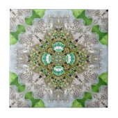 Floral mandala bling emerald groene neushoorn tegeltje (Voorkant)