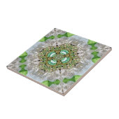 Floral mandala bling emerald groene neushoorn tegeltje (Zijkant)