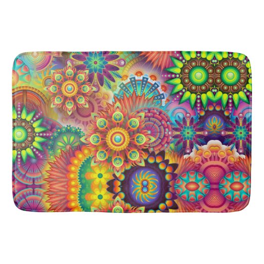 Floral Mandala Collage Psychedelic Badmat (Voorkant)