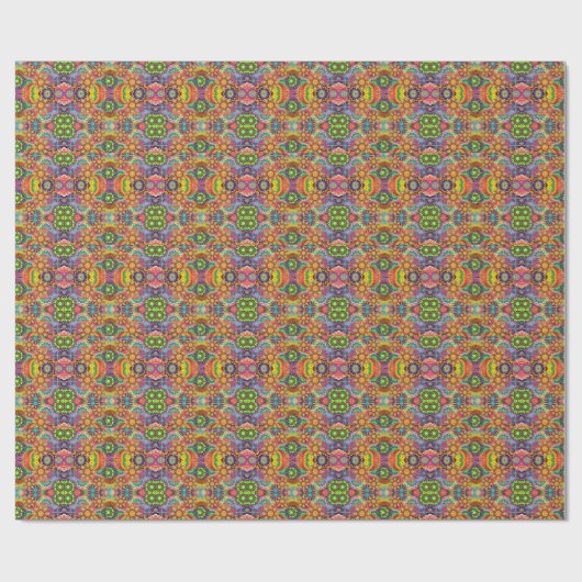Floral Mandala Collage Psychedelic Cadeaupapier (Vlak)
