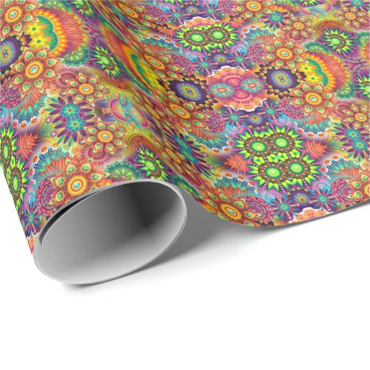 Floral Mandala Collage Psychedelic Cadeaupapier (Rol Hoek)