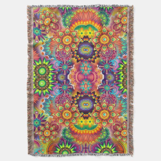 Floral Mandala Collage Psychedelic Deken (Voorkant Verticaal)