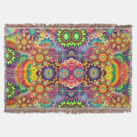 Floral Mandala Collage Psychedelic Deken (Voorkant)