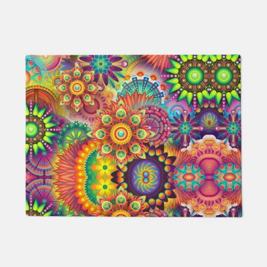 Floral Mandala Collage Psychedelic Deurmat (Voorkant)
