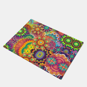 Floral Mandala Collage Psychedelic Deurmat