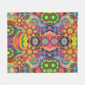 Floral Mandala Collage Psychedelic Fleece Deken (Voorkant (Horizontaal))