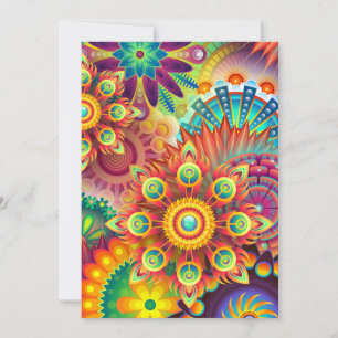 Floral Mandala Collage Psychedelic Invitation Kaar Kaart