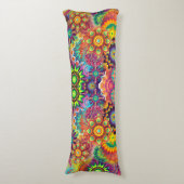 Floral Mandala Collage Psychedelic Lichaamskussen (Voorkant Verticaal)