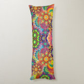 Floral Mandala Collage Psychedelic Lichaamskussen (Achterkant (Verticaal))