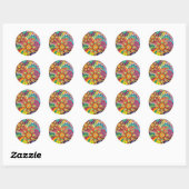 Floral Mandala Collage Psychedelic Ronde Sticker (Vel)