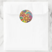 Floral Mandala Collage Psychedelic Ronde Sticker (Tas)