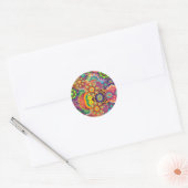 Floral Mandala Collage Psychedelic Ronde Sticker (Envelop)
