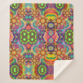 Floral Mandala Collage Psychedelic Sherpa Deken (Voorkant)