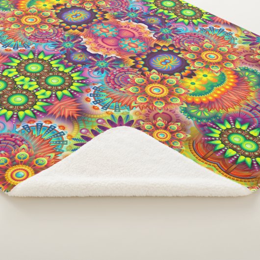 Floral Mandala Collage Psychedelic Sherpa Deken (3/4)