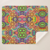Floral Mandala Collage Psychedelic Sherpa Deken (Voorkant (horizontaal))