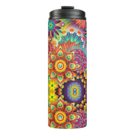 Floral Mandala Collage Psychedelic Thermosbeker