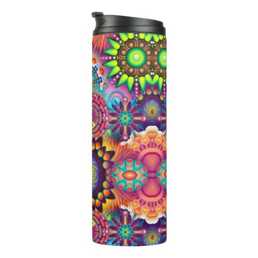 Floral Mandala Collage Psychedelic Thermosbeker (Geroteerd rechts)