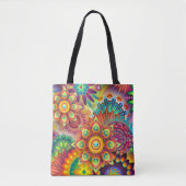 Floral Mandala Collage Psychedelic Tote Bag (Voorkant)