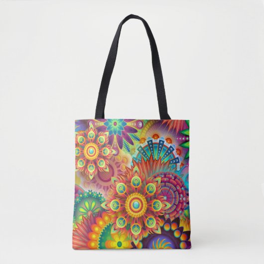 Floral Mandala Collage Psychedelic Tote Bag (Voorkant)