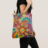 Floral Mandala Collage Psychedelic Tote Bag (Dichtbij)