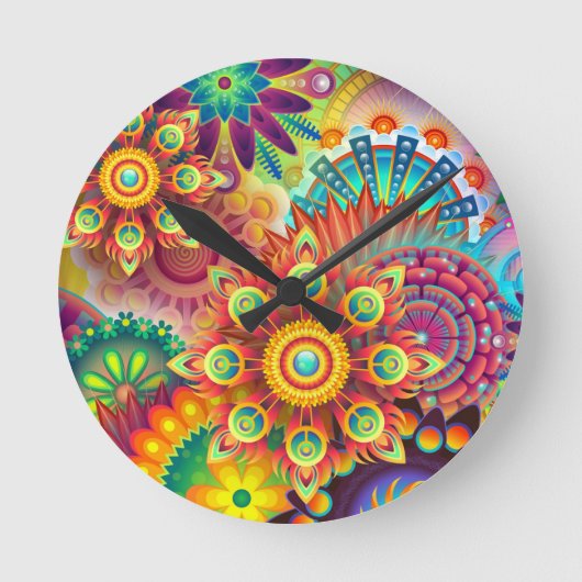 Floral Mandala Collage Psychedelic Wall klok (Voorkant)