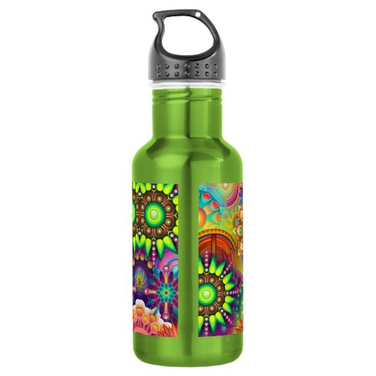 Floral Mandala Collage Psychedelic Waterfles (Achterkant)